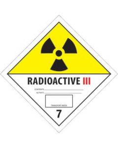 Tape Logic Preprinted Shipping Labels, DL5243, Radioactive III, Square, 4in x 4in, Black/White/Yellow, Roll Of 500