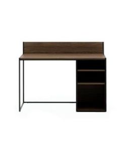 Allermuir Crate 48inW Desk With Open Storage Pedestal, Walnut/Black