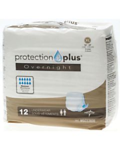 Protection Plus Overnight Protective Underwear, X-Large, 56 - 68in, White, Bag Of 12, Case Of 4 Bags