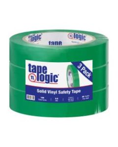 BOX Packaging Solid Vinyl Safety Tape, 3in Core, 1in x 36 Yd., Green, Case Of 3