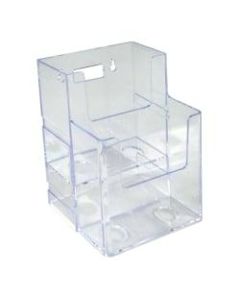 Azar Displays 2-Tier 2-Pocket Trifold Brochure Holders, 7inH x 4-1/4inW x 3-3/4inD, Clear, Pack Of 2 Holders