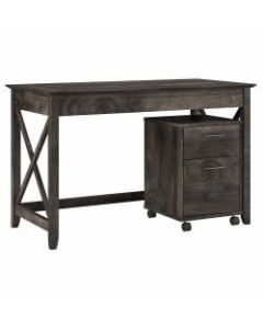 Bush Furniture Key West 48inW Writing Desk With 2-Drawer Mobile File Cabinet, Dark Gray Hickory, Standard Delivery