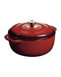 LODGE Dutch Oven With Lid, 7.5 Qt, 6-1/8inH x 12-5/8inW x 13-3/8inD, Island Spice Red