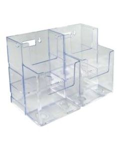 Azar Displays 2-Tier 4-Pocket Trifold Brochure Holders, 7inH x 9-3/8inW x 3-3/4inD, Clear, Pack Of 2 Holders