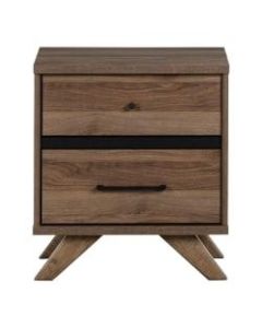 South Shore Flam 2-Drawer Nightstand, 21-7/8inH x 19-1/2inW x 16-1/2inD, Natural Walnut/Matte Black
