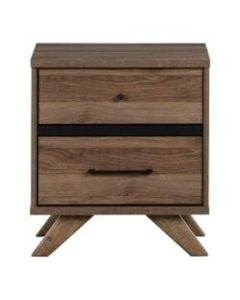 South Shore Flam 2-Drawer Nightstand, 21-7/8inH x 19-1/2inW x 16-1/2inD, Natural Walnut/Matte Black