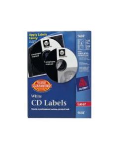 Avery Matte White CD Labels For Laser Printers , 5698, 100 Disc Labels And 200 Spine Labels