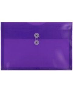 JAM Paper Plastic Booklet Envelopes, Legal-Size, 10 1/2in x 14 1/2in, Button & String Closure, Purple, Pack Of 12