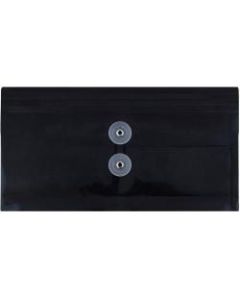JAM Paper Booklet Plastic Envelopes, #10, Button & String Closure, Black, Pack Of 12