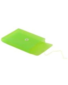 JAM Paper Open-End Plastic Envelopes, 6 1/4in x 9 1/4in, Lime Green, Pack Of 12