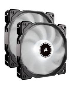 Corsair Air Series AF140 LED (2018) White 140mm Fan Dual Pack - 2 Pack - 5.51in Maximum Fan Diameter - 463.8 gal/min Maximum Airflow - 1150 rpm - 26 dB(A) Noise - Hydraulic Bearing - 3-pin - White LED - 2 pc(s) - Case - 4.6 Year Life