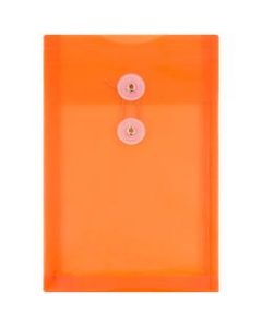 JAM Paper Open-End Plastic Envelopes, 6 1/4in x 9 1/4in, Bright Orange, Pack Of 12