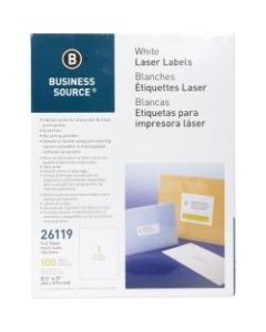 Business Source Bright White Premium-quality Full-sheet Address Labels - 8 1/2in x 11in Length - Permanent Adhesive - Rectangle - Laser, Inkjet - White - 1 / Sheet - 100 Total Sheets - 100 / Pack