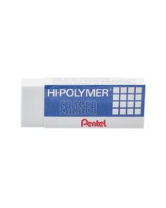 Pentel Hi-Polymer Eraser - Lead Pencil - Block - Non-abrasive, Latex-free - 0.5in Height x 2.6in Width x 1in Depth - 1Each - White