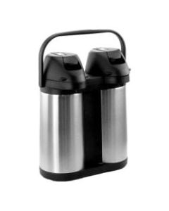 MegaChef Dual 1.9 L Stainless-Steel Airpot Hot Water Dispenser For Coffee And Tea, Silver/Black