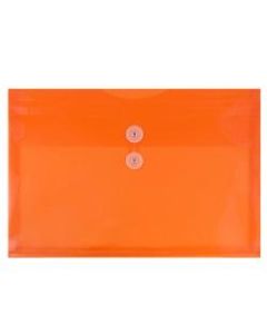 JAM Paper Booklet Plastic Envelopes, Letter-Size, 9 3/4in x 13in, Button & String Closure, Orange, Pack Of 12