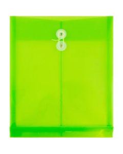 JAM Paper Open-End Plastic Envelopes, Letter-Size, 9 3/4in x 11 3/4in, Lime Green, Pack Of 12