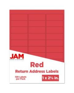 JAM Paper Mailing Address Labels, 4514939, 2 5/8in x 1in, Red, Pack Of 120