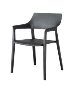 Lorell Plastic Stack Chairs With Wood Legs, Black, Set Of 2