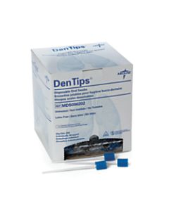 Medline DenTips Oral Swabsticks, Untreated, Blue, 250 Swabsticks Per Box, Case Of 2 Boxes