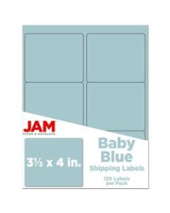 JAM Paper Mailing Address Labels, 3 1/3in x 4in, Baby Blue, Pack Of 120