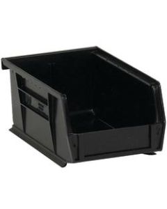 Office Depot Brand Plastic Stack & Hang Bin Boxes, Small Size, 7 3/8in x 4 1/8in x 3in, Black, Pack Of 24