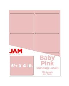 JAM Paper Mailing Address Labels, 3 1/3in x 4in, Baby Pink, Pack Of 120