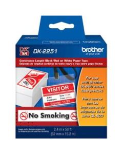 Brother DK-2251 Continuous-Length Tape, 2.4in x 50ft, Black/Red/White