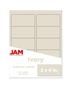 JAM Paper Rectangular Mailing Address Labels, 2in x 4in, Ivory, Pack Of 120