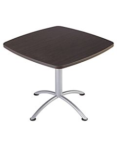 Iceberg iLand Square Hospitality Table, 36inW x 36inD, Brown Wood/Silver Chrome