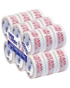Tape Logic Glass - Handle With Care Preprinted Carton Sealing Tape, 3in Core, 2in x 55 Yd., Red/White, Case Of 18