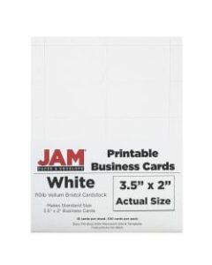 JAM Paper Printable Business Cards, 3 1/2in x 2in, White, Pack Of 100