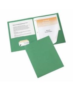 Avery 2-Pocket Folders With Fasteners, Letter Size, Green, Pack Of 25