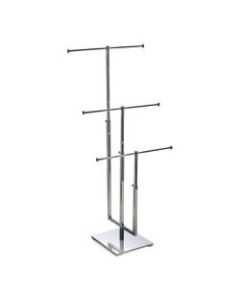 Azar Displays 3-Tier Adjustable Necklace Counter Display, 29inH x 13inW x 7inD, Silver