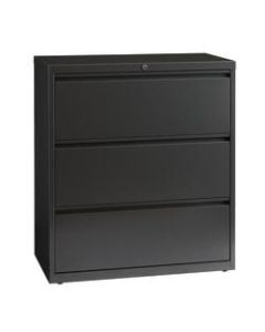 WorkPro 36inW Lateral 3-Drawer File Cabinet, Metal, Charcoal