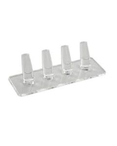 Azar Displays 4-Ring Jewelry Stand, 2inH x 6-3/4inW x 2-1/4inD, Clear, Pack Of 4 Stands