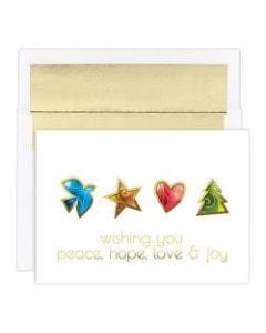 JAM Paper Christmas Card Set, Peace Hope Joy & Love, Set Of 16 Cards And Envelopes