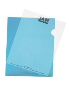 JAM Paper Plastic Sleeves, 9in x 11 1/2in, 1in Capacity, Blue, Pack Of 12
