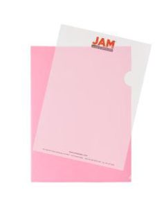 JAM Paper Plastic Sleeves, 9in x 11 1/2in, 1in Capacity, Red, Pack Of 12