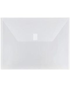 JAM Paper Plastic Booklet Envelopes, Letter-Size, 9 3/4in x 13in, Hook & Loop Closure, Clear, Pack Of 12