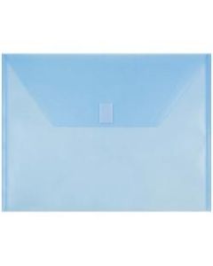 JAM Paper Plastic Booklet Envelopes , Letter-Size, 9 3/4in x 13in, Hook & Loop Closure, Blue, Pack Of 12