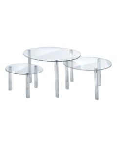 Azar Displays 3-Piece Round Riser Display Set, 10inH x 20inW x 20inD, Clear