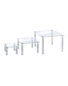 Azar Displays 3-Piece Square Riser Display Set, 10inH x 12inW x 16inD, Clear