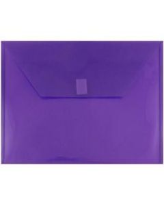 JAM Paper Plastic Booklet Envelopes, Letter-Size, 9 3/4in x 13in, Hook & Loop Closure, Purple, Pack Of 12