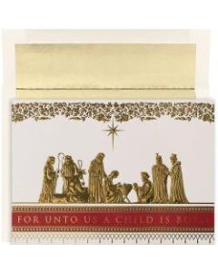 JAM Paper Christmas Card Set, Manger Scene, Set Of 16 Cards and 16 Envelopes