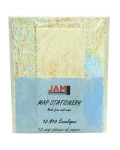 JAM Paper Map Stationery Set, Set Of 12 Envelopes And 12 Sheets