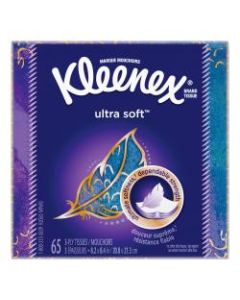 Kleenex Ultra Soft 3-Ply Facial Tissues, White, 65 Tissues Per Box, Carton Of 27 Boxes