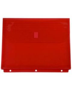 JAM Paper Plastic 3-Hole Punch Binder Envelopes, Letter Size, 9 3/4in x 13in, Hook & Loop Closure, Red, Pack Of 12