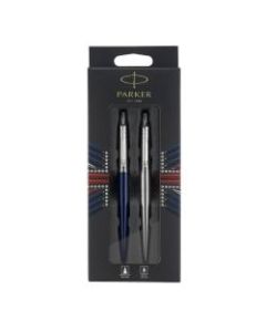 Parker Jotter London Duo Pen Set, Medium/Fine Points, Black Ink/Blue Ink