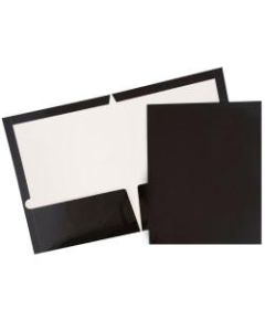 JAM Paper Glossy 2-Pocket Presentation Folders, Black, Pack of 6